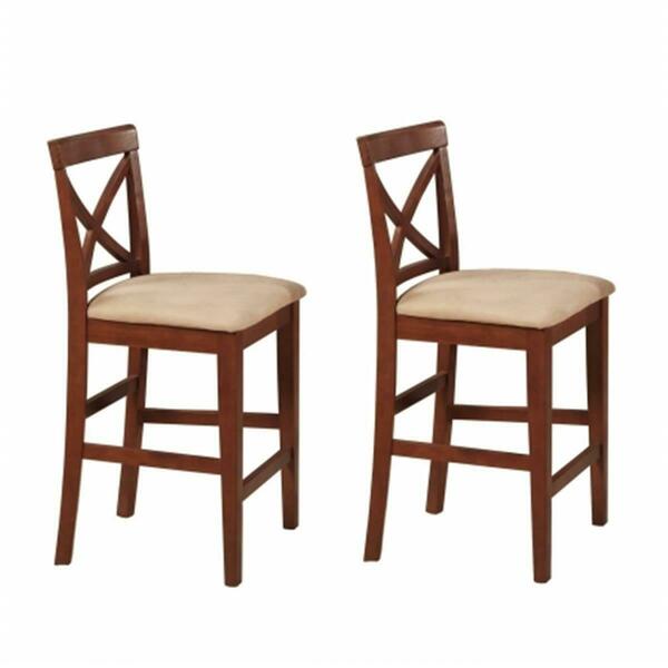 East West Furniture X-Back stool with upholstered seat in Dark Brown finish- Dark Brown, 2PK PBS-BRN-C